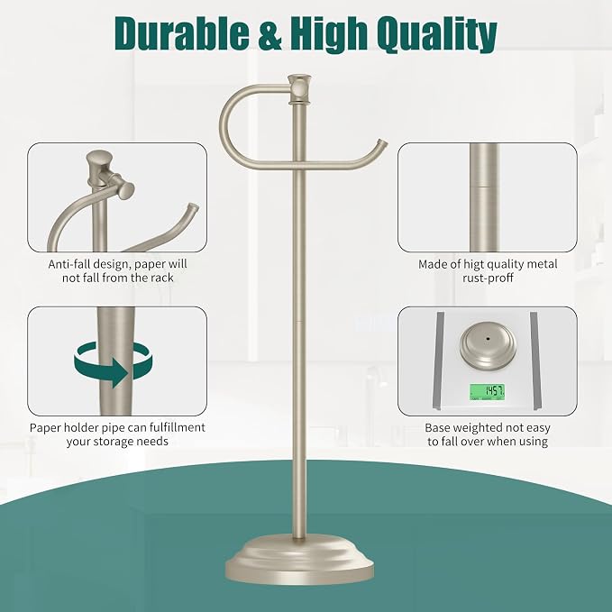 Hoimpro 25" Toilet Paper Holder Free Standing, Floor Bathroom Toilet Paper - Image 7