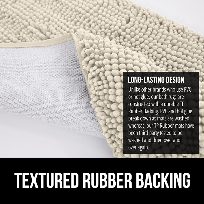GORILLA GRIP Bath Rug Mat 44x26, Thick Absorbent Chenille, Quick Dry Microfiber - Image 5