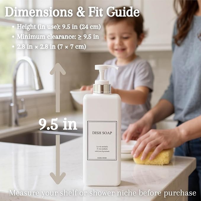 Modern Design Shampoo and Conditioner Dispenser, Large 27oz Shower Soap - Image 4