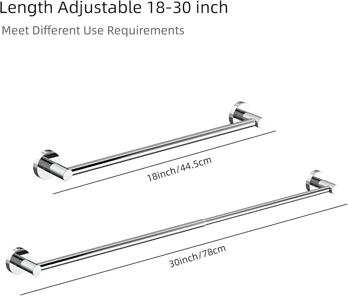 JiePai Adjustable 18 to 30 Inch Shower Towel Bar - Image 2