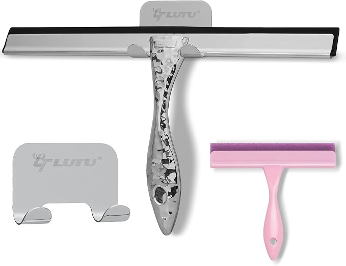 2-Pack Shower Squeegee for Glass Doors, 10 inch Silver Stainless Steel & 5 inch - Image 9