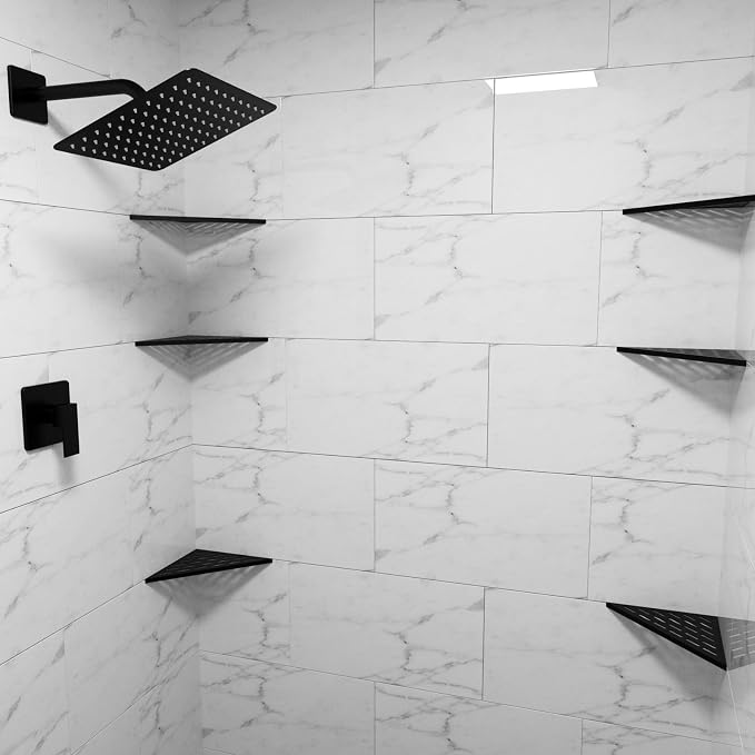 POPFLY 10 Inch Corner Shower Shelf 2 Pack, 304 Stainless Steel Matte Black - Image 8