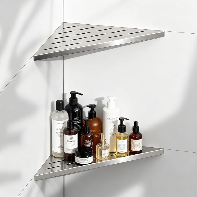 Corner Shower Shelves 10" Brushed Nickel, 2 Pack 304 Stainless Steel Shower by BATHLAVISH
