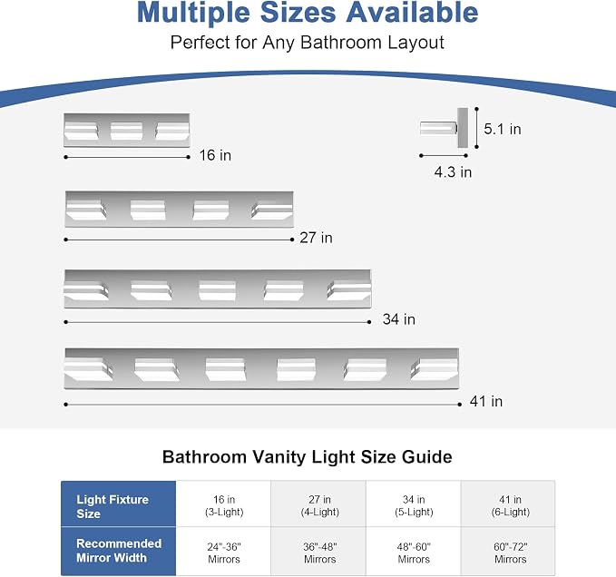 Modern LED Bathroom Lights Fixtures, Stainless Steel Chrome Acrylic Wall - Image 2