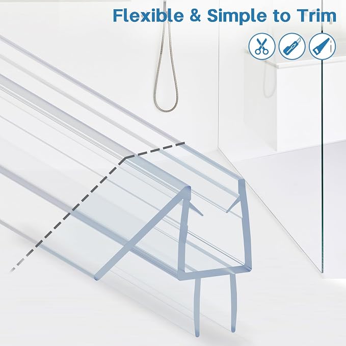 Shower Door Bottom Seal Strip, Ultra Clear PVC, Fits 8mm Thick Glass, Prevents - Image 6