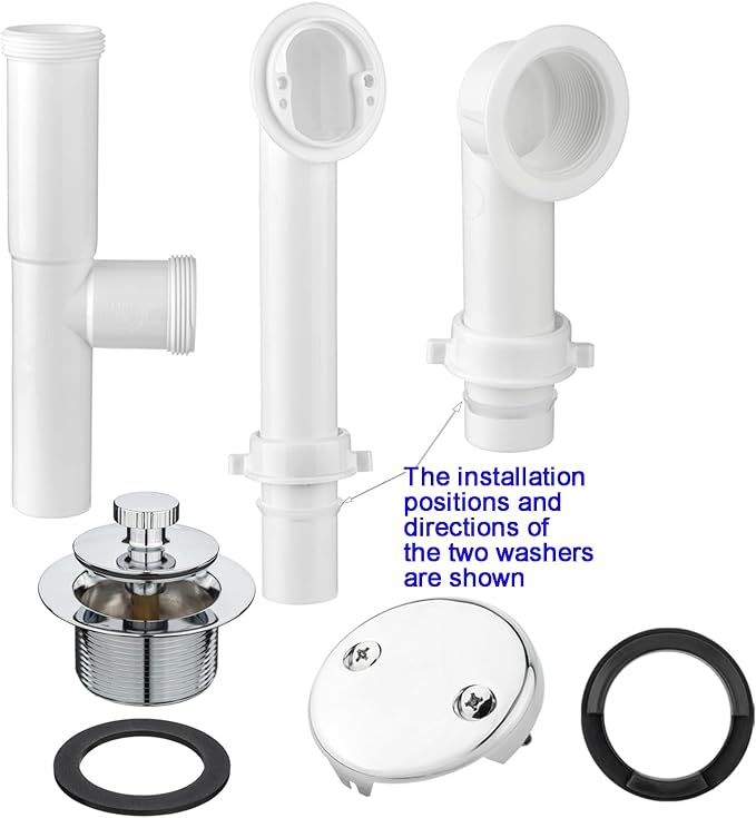 Yariwiz 1-1/2" Polished Chrome Bathtub Tub Drain Kit Bath Waste Overflow Drain - Image 6