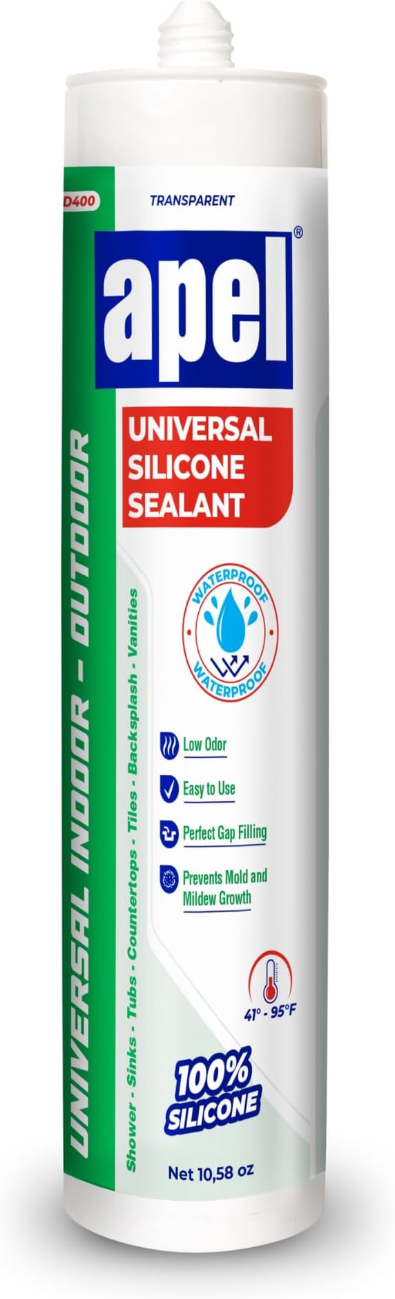apel All Purpose Clear Silicone Sealant Waterproof, 100% Silicone Caulk by MitreapelCAGlue-Activator