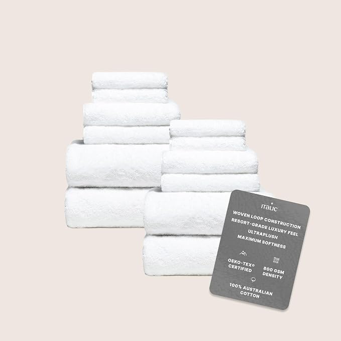 Italic Ultraplush 12-Piece Family Towel Set – Luxury Bath Towels, Hand Towels & - Image 2