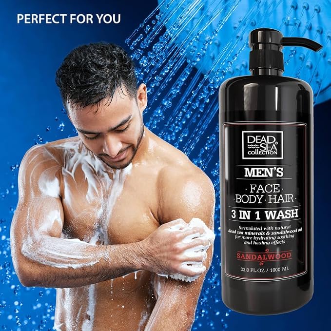 Dead Sea Collection Mens Body Wash 3 in 1 – Sandalwood Body Wash - Image 6