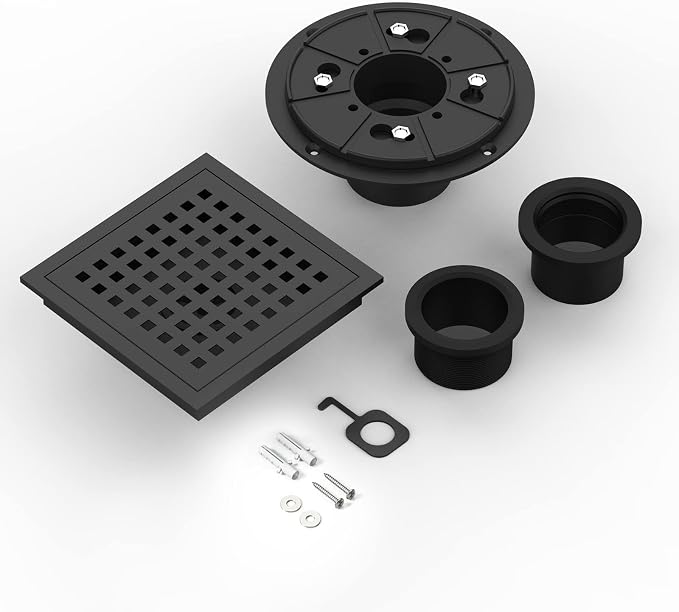 6 Inch Square Shower Floor Drain, Brushed Nickel High Flow Shower Drain Kit - Image 6