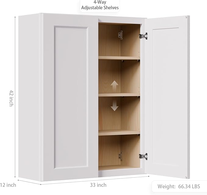 33 Inch Laundry Room Cabinets Wall Mounted, Solid Wood Over The Toilet Storage - Image 3