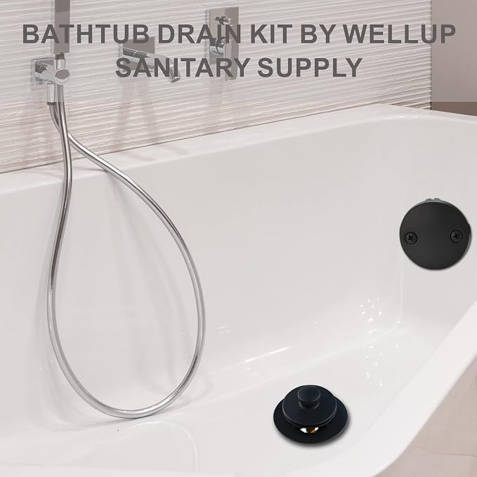 Black Bathtub Tub Drain Conversion Kit Assembly, Wellup Lift and Turn Twist Tub - Image 3