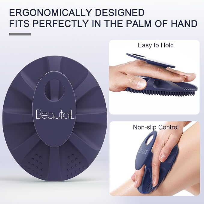 Silicone Body Scrubber Shower Bath Wash Brush Gentle Exfoliating Scrub - Image 5