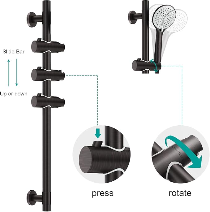 Shower Slide Bar Handheld Shower Head - Image 3