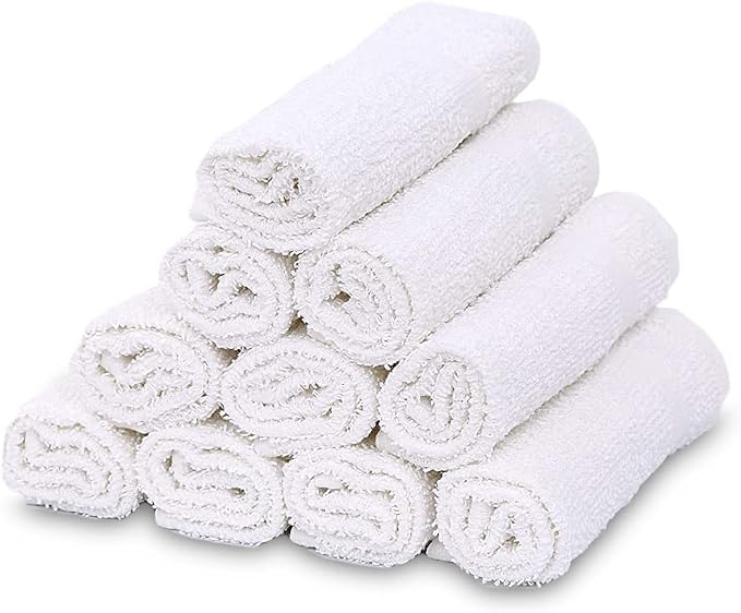 GOLD TEXTILES 120 Pack Economy White Washcloths Set - Image 8