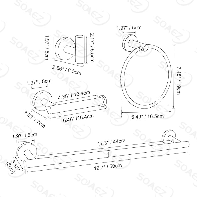 Bathroom Hardware Set, 4-Piece Towel Bar Set Brushed Nickel Towel Holder Set - Image 6