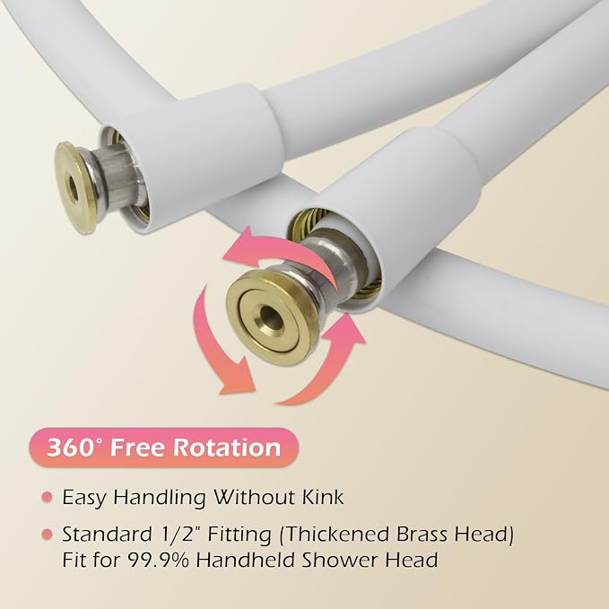59 Inches Silicone Shower Hoses Replacement, Anti-Kink Designed Handheld Shower - Image 4