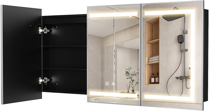 APRILSOUL 60X32 Inch Silver Bathroom Medicine Cabinet - Image 9