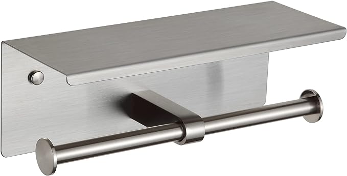 BGL Toilet Paper Holder with Shelf Brushed Nickel Double Head Toilet Tissue by BGL