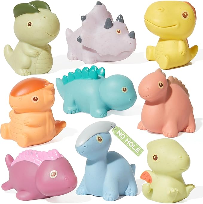 Bath Toys, Dinosaur 9 Pack | Sealed, No Hole & Mold Free Bath Toys Design | Soft by AMCHSURI