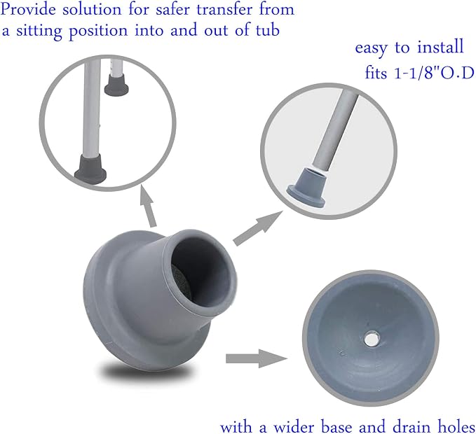 Replacement Feet for Shower Chair Bath Seat, Shower stools and Transfer Bench - Image 3