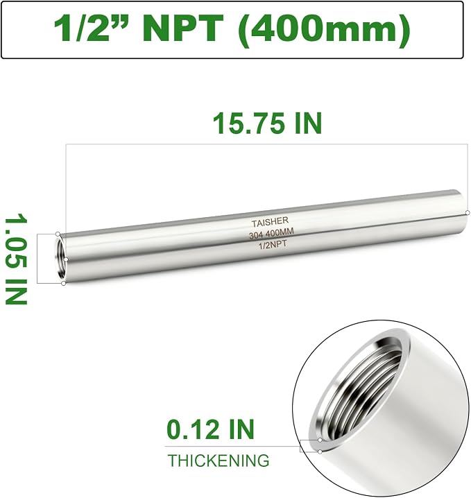 TAISHER 1PCS Stainless Steel Pipe Fittings, 1/2" NPT Female x 1/2" NPT Female - Image 2