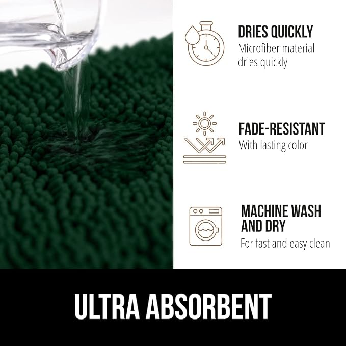 GORILLA GRIP Bath Rug Mat, Soft Absorbent Chenille, Quick Dry Microfiber Mats - Image 4