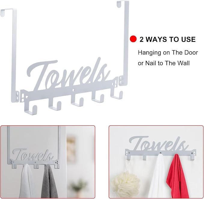 Over The Door Hooks, Towel Rack - Image 6