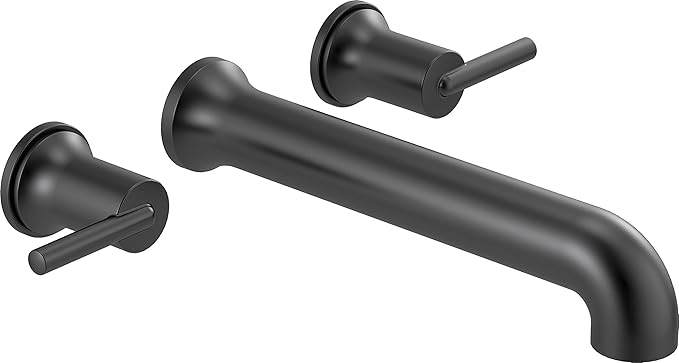 Delta Wall Mount Bathroom Faucet 3 Hole, Matte Black Bathroom Sink Faucet by DeltaFaucet