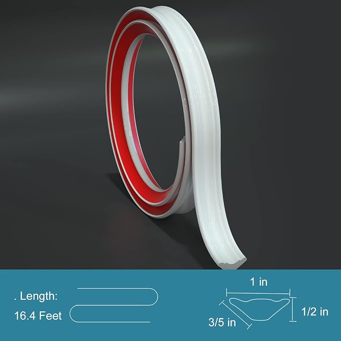 Flexible Trim Caulk Strip Wall Moulding Trim, 1 in x16 Ft Peel and Stick Trim - Image 3
