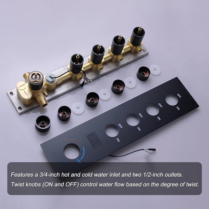 Matte Black Shower System Digital Tempreature Display Thermostatic Shower - Image 7
