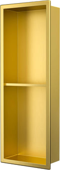 Stainless Steel Shower Niche 8"×24" Gold Double Shelf No Tiled Needed Niche by Bernkot