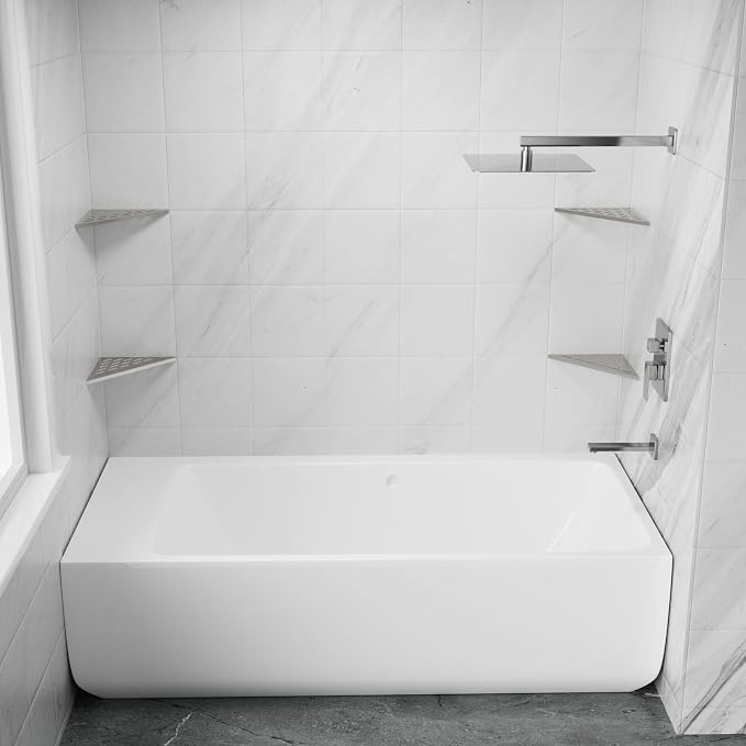 POPFLY 10" Silver Stainless Steel Corner Shower Shelf 2PCS, 304 SS Recessed - Image 7
