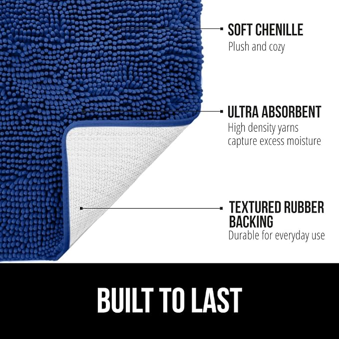 GORILLA GRIP Bath Rug Mat, Soft Absorbent Chenille, Quick Dry Microfiber Mats - Image 2