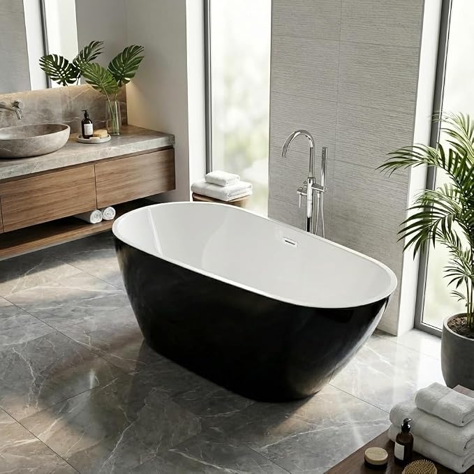 59 Inch Acrylic Freestanding Bathtub, Acrylic Soaking Bathtub by Unknown