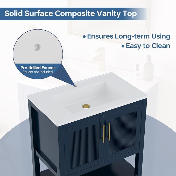 30 Inch Bathroom Vanity with Sink, Modern Undermount Bathroom Sink Cabinet with - Image 6