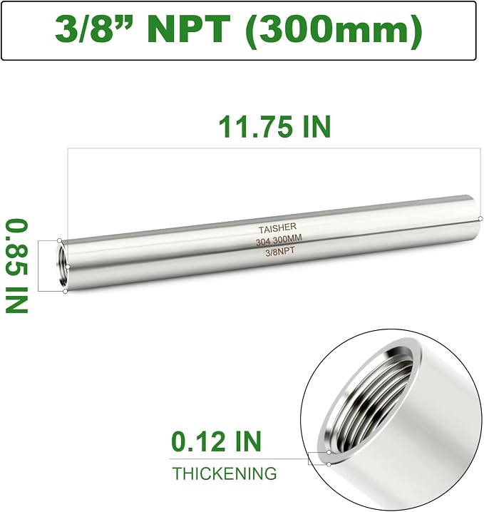 TAISHER 2PCS Stainless Steel Pipe Fittings, 3/8" NPT Female x 3/8" NPT Female - Image 2