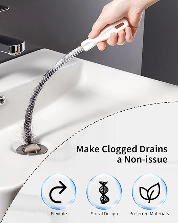 35.5inch Flexible Hair Drain Clog Remover Tool, 17.8inch Cleaning Brush - Image 3