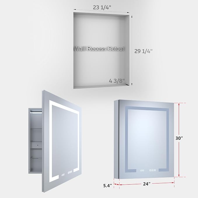 24" x 30" LED Lighted Medicine Cabinet - Image 2