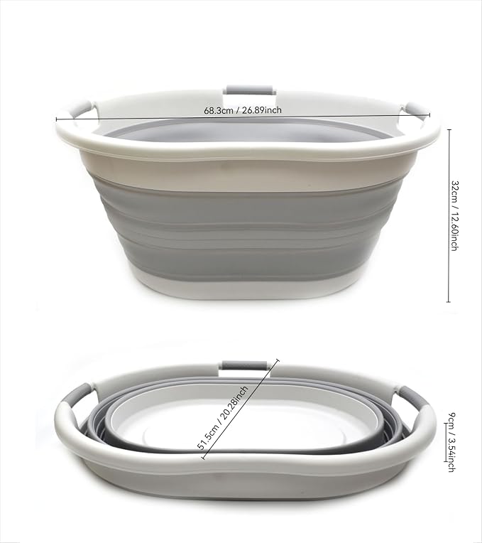 SAMMART 57L Collapsible 3-Handled Plastic Laundry Basket - Image 3