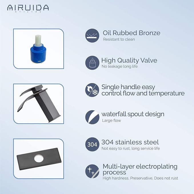 Airuida Oil Rubbed Bronze Single Handle Bathroom Sink Faucet Single Hole - Image 8