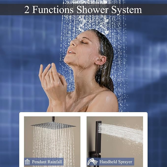 16 Inch Oil Rubbed Bronze Ceiling Mount Shower System Bathroom Luxury Rain - Image 3