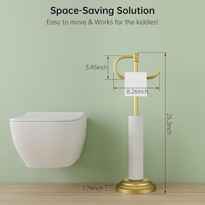 Hoimpro 25" Toilet Paper Roll Tissue Holder Free Standing - Image 7