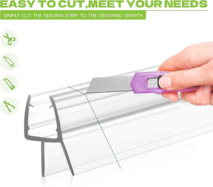 Shower Door Bottom Seal, for 1/4" Thick Framless Glass Door, to Stop Water - Image 6