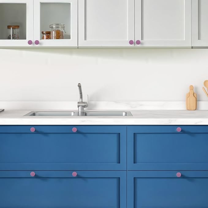 Ravinte 3 Pack Cabinet Knobs Purple Kitchen Cabinet Knobs Round Dresser Drawer - Image 5