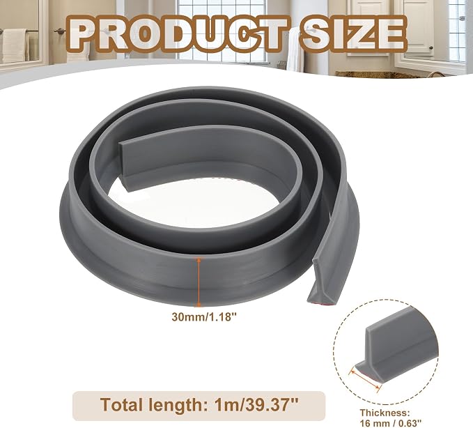 PATIKIL 39 Inch Collapsible Shower Threshold Water Dam Guard, Shower Stopper - Image 2