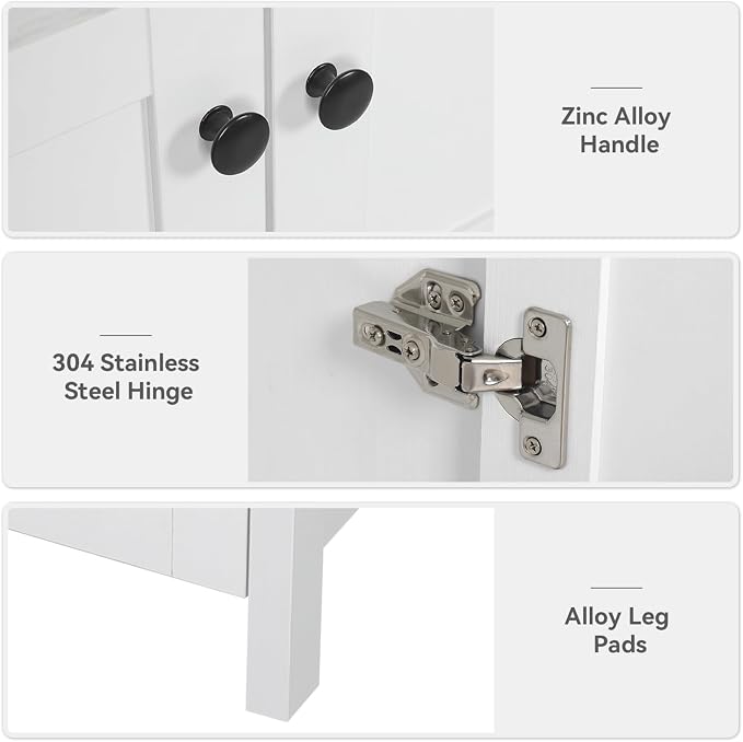 32" White Bathroom Vanity with Marble Texture Top and 4 Drawers, Modern - Image 3