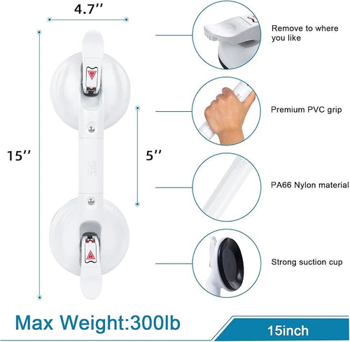 15inch Suction Shower Grab Bar, Portable Shower Handle Bar Suction Grip Bar - Image 2