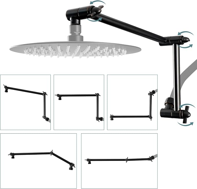 iFealClear All Metal 16" Shower Head Extension Arm, Solid Brass Shower Head by iFealClear