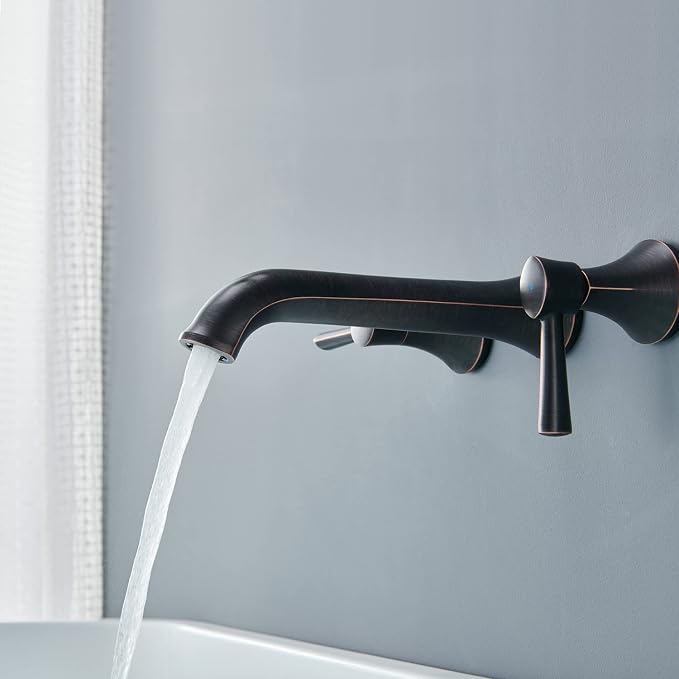 Wall Mount Tub Faucet, Roman Tub Filler Oil Rubbed Bronze Brass Bathtub Faucets - Image 5